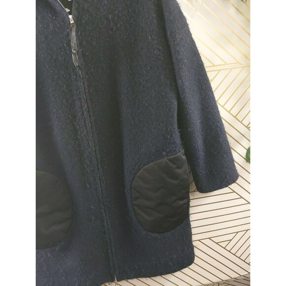TSUMORI CHISATO Women's Navy Blue Coat Wool Ladies Zip Up Hooded Size 2 - Picture 4 of 13